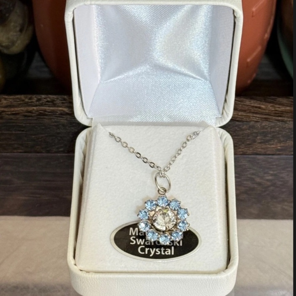 Swarovski Blue and Silver Crystal Pendant Necklace